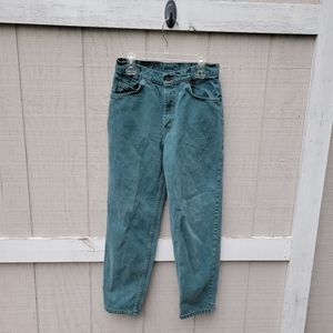90's Vintage Classic Levis 550 Student Cut Faded Green Denim Jeans W27 L28